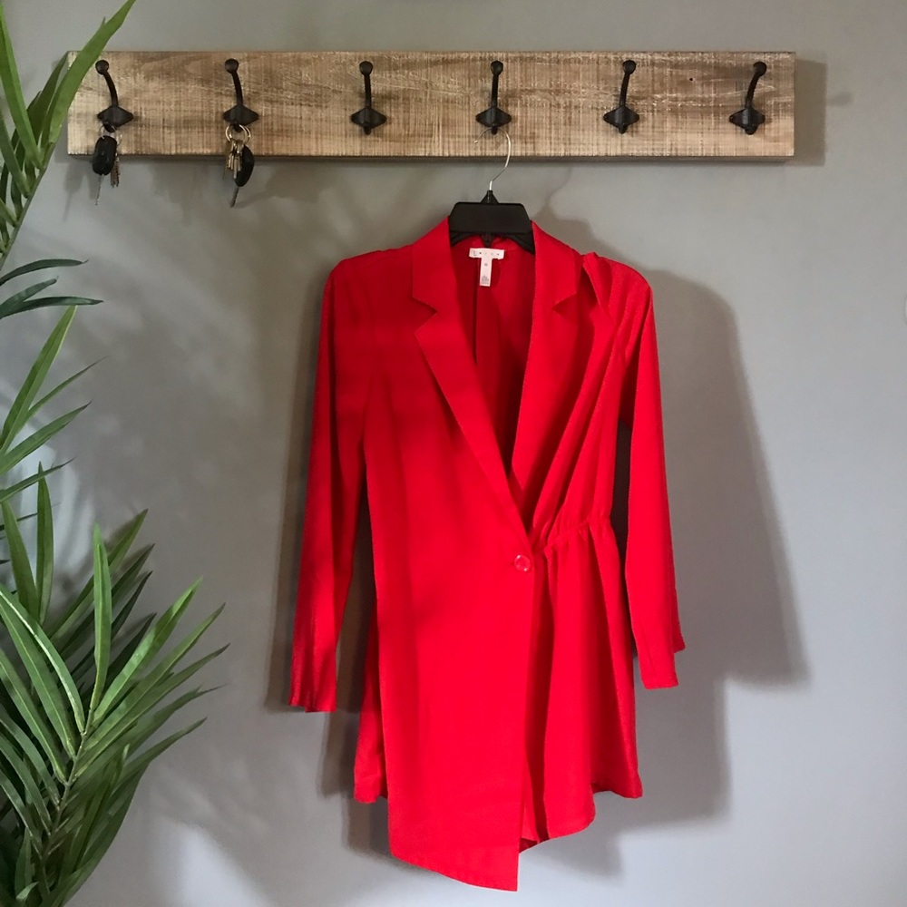 A red cardigan